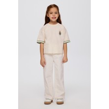 Panço Kız Çocuk Kısa Kollu Ekru Tişört