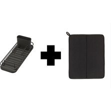 IKEA Lillhavet BULAŞIKLIK(SIYAH-17.4X47.8X14 Cm) ve Nysköljd Bulaşık Kurutma ÖRTÜSÜ(SIYAH-44X36 Cm)