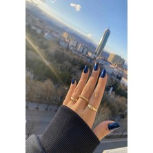 Trenddora Kadın 3'lü Gold Yüzük Seti