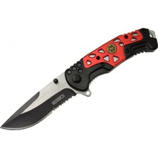 MiraLive Lanmark MX10B Kırmızı Testereli Outdoor Çakı 21 cm - Otomatik, Perçinli