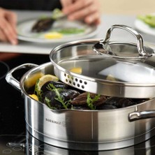 Korkmaz Steama 20x10 cm Derin Tencere Çelik Kaplama Inox Malzeme ile Şık Tasarım