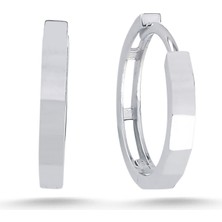 Zümrüt Sarraf 14 Ayar Altın Köşeli Beyaz Halka Küpe