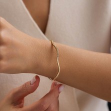 Sembol Gold 14 Ayar Modern Form Altın Kelepçe Bileklik 1.65 Gram