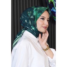 Afvente Yaprak Desen Yeşil Soft Pamuk Eşarp - Zümrüt2