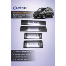 CarEste Peugeot Rifter 2019-2026 Uyumlu Kapı Eşiği 4 Parça 304 Paslanmaz Çelik Plastik Üzeri Krom