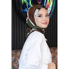 Afvente Mermer Desen Bronz Soft Pamuk Eşarp - Acı Kahve