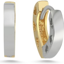 Zümrüt Sarraf 14 Ayar Altın Çift Renk Kalp Küpe