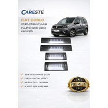 CarEste Fiat Doblo 2022-2026 Uyumlu Kapı Eşiği 4 Parça 304 Paslanmaz Çelik Plastik Üzeri Krom