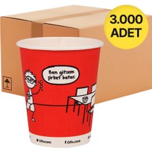 Ofix Karton Bardak Özel Baskılı 7 Oz 180 ml 3000 Adet - Kırmızı - 1 Koli