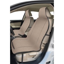 Tusba Market Krem Keten Cepli Araç Oto Koltuk Koruyucu Minder | Ön Iki Sırt Dayanmalı Araba Koltuk Minderi 1 + 1