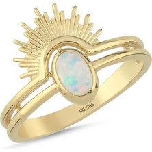 Sembol Gold 14 Ayar Opal Taşlı Güneş Model Altın Yüzük 2,75 gr