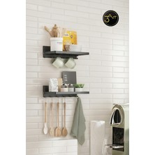 Duvar Rafı Mutfak Organizer Seti – Askılı Kaşıklık ve Bardak Askılı Modern Raf