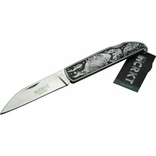 MiraLive Crkt Cr 0102 Kamp Çakı 20 cm - Balık Desenli Metal Sap, Kılıflı, Kutulu