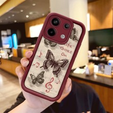 HONTINGA Poco X6 5g ile Uyumlu Kılıfı Düşüme Önleyici Basitlik Anti Düşme Kamera Korumali Kelebek Bordo Desen Yumuşak Silikon Telefon Kılıfı Kadın ve Erkek Için Uygundur K2-7226