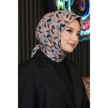 Afvente Yaprak Desen Açık-Gri Soft Pamuk Eşarp - Latte