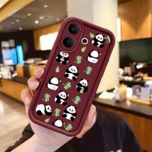 HONTINGA Vıvo V60 Lite  ile Uyumlu Kılıfı Düşüme Önleyici Basitlik Anti Düşme Kamera Korumali Panda Bordo Desen Yumuşak Silikon Telefon Kılıfı Kadın ve Erkek Için Uygundur K2-7041
