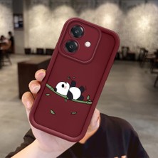 HONTINGA Oppo A3X 4g ile Uyumlu Kılıfı Düşüme Önleyici Basitlik Anti Düşme Kamera Korumali Panda Bordo Desen Yumuşak Silikon Telefon Kılıfı Kadın ve Erkek Için Uygundur K2-7223