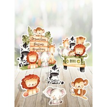 Neşeli Günlerim Safari Hayvanlar Pastel Ayaklı Pano Seti 6 Adet 350 Gr Kalın Kağıt Masa Üstü