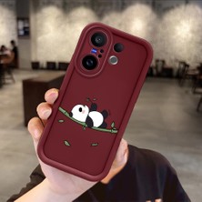 HONTINGA Vivo X200 Fe ile Uyumlu Kılıfı Düşüme Önleyici Basitlik Anti Düşme Kamera Korumali Panda Bordo Desen Yumuşak Silikon Telefon Kılıfı Kadın ve Erkek Için Uygundur K2-7223