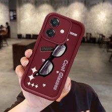 HONTINGA Oppo A3X 4g ile Uyumlu Kılıfı Düşüme Önleyici Basitlik Anti Düşme Kamera Korumali Gözlük Bordo Desen Yumuşak Silikon Telefon Kılıfı Kadın ve Erkek Için Uygundur K2-7068
