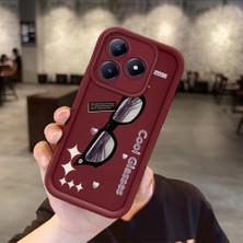 HONTINGA Realme C63 ile Uyumlu Kılıfı Düşüme Önleyici Basitlik Anti Düşme Kamera Korumali Gözlük Bordo Desen Yumuşak Silikon Telefon Kılıfı Kadın ve Erkek Için Uygundur K2-7068