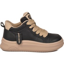 Pierre Cardin Siyah Bilek Boy Kaymaz Taban Kadın Bağcıklı Sneaker 11517 G