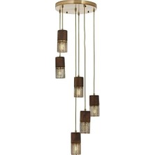 AV-60265-6ET Eskitme Kaplama Modern Avize E27 Metal Ahşap 40CM