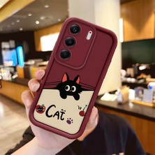 HONTINGA Tecno Camon 40 ile Uyumlu Kılıfı Düşüme Önleyici Basitlik Anti Düşme Kamera Korumali Kedi Bordo Desen Yumuşak Silikon Telefon Kılıfı Kadın ve Erkek Için Uygundur K2-7068