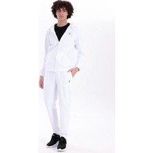 Piero Perla Kapüşonlu Regular Fit Önü Fermuarlı Beyaz Hırka