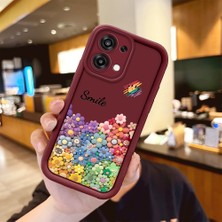 HONTINGA Oppo A6 Pro 5g ile Uyumlu Kılıfı Düşüme Önleyici Basitlik Anti Düşme Kamera Korumali Gülümser Bordo Desen Yumuşak Silikon Telefon Kılıfı Kadın ve Erkek Için Uygundur K2-7060