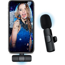 ile Uyumlu Kablosuz Yaka Mikrofon, Telefon Video Kaydı Için Yaka Klipsli Mikrofon Tiktok Youtube Canlı Yayın Vlog (Uygulama/bluetooth Gerekmez)