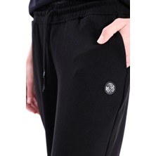 Piero Perla Premium Double-Face İnterlok Slim Fit Siyah Eşofman Altı
