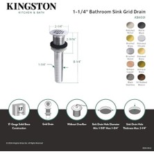 Pirinç KB4001 Musluk 19 Delikli Izgara Tahliyesi, Tekne Lavabo Için, Krom