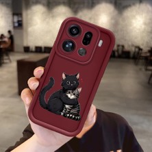 HONTINGA Oppo Find X9 Pro 5g  ile Uyumlu Kılıfı Düşüme Önleyici Basitlik Anti Düşme Kamera Korumali Kedi Bordo Desen Yumuşak Silikon Telefon Kılıfı Kadın ve Erkek Için Uygundur K2-7214