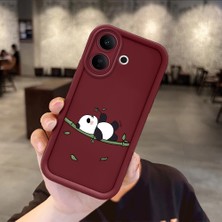 HONTINGA Vıvo V60 Lite  ile Uyumlu Kılıfı Düşüme Önleyici Basitlik Anti Düşme Kamera Korumali Panda Bordo Desen Yumuşak Silikon Telefon Kılıfı Kadın ve Erkek Için Uygundur K2-7223