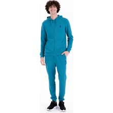 Piero Perla Kapüşonlu Regular Fit Önü Fermuarlı Kobalt Hırka