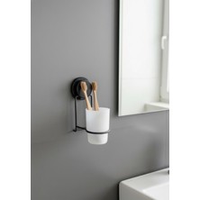 Okyanus Home Magic Fix Sihirli Yapışkan Siyah Diş Fırçalık Suya Dayanıklı ve Şık Tasarım