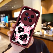 HONTINGA Vivo X300 Pro ile Uyumlu Kılıfı Düşüme Önleyici Basitlik Anti Düşme Kamera Korumali Kelebek Bordo Desen Yumuşak Silikon Telefon Kılıfı Kadın ve Erkek Için Uygundur K2-7232