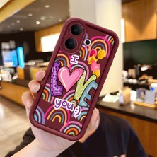 HONTINGA Vıvo V60 Lite  ile Uyumlu Kılıfı Düşüme Önleyici Basitlik Anti Düşme Kamera Korumali Kalp Bordo Desen Yumuşak Silikon Telefon Kılıfı Kadın ve Erkek Için Uygundur K2-7233