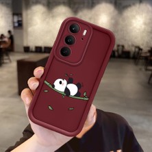HONTINGA Realme C75 ile Uyumlu Kılıfı Düşüme Önleyici Basitlik Anti Düşme Kamera Korumali Panda Bordo Desen Yumuşak Silikon Telefon Kılıfı Kadın ve Erkek Için Uygundur K2-7223