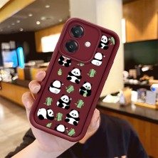 HONTINGA Oppo A3X 5g ile Uyumlu Kılıfı Düşüme Önleyici Basitlik Anti Düşme Kamera Korumali Panda Bordo Desen Yumuşak Silikon Telefon Kılıfı Kadın ve Erkek Için Uygundur K2-7041