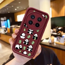 HONTINGA Vivo X200 Pro ile Uyumlu Kılıfı Düşüme Önleyici Basitlik Anti Düşme Kamera Korumali Panda Bordo Desen Yumuşak Silikon Telefon Kılıfı Kadın ve Erkek Için Uygundur K2-7041