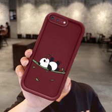 HONTINGA iPhone 7 Plus ile Uyumlu Kılıfı Düşüme Önleyici Basitlik Anti Düşme Kamera Korumali Panda Bordo Desen Yumuşak Silikon Telefon Kılıfı Kadın ve Erkek Için Uygundur K2-7223