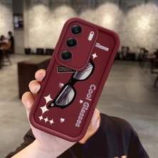 HONTINGA Tecno Camon 40 ile Uyumlu Kılıfı Düşüme Önleyici Basitlik Anti Düşme Kamera Korumali Gözlük Bordo Desen Yumuşak Silikon Telefon Kılıfı Kadın ve Erkek Için Uygundur K2-7068