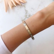 Oqqo Taşlı Gümüş Çelik Bileklik