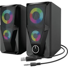 Mikado MD-336 2.0 6 Watt RGB Multimedya USB Speaker Siyah