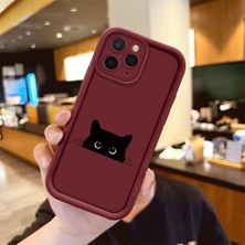 HONTINGA iPhone 11 Pro ile Uyumlu Kılıfı Düşüme Önleyici Basitlik Anti Düşme Kamera Korumali Kedi Bordo Desen Yumuşak Silikon Telefon Kılıfı Kadın ve Erkek Için Uygundur K2-7230