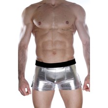 Hafif Giyim Erkek Gümüş Gri Fantezi Seksi Deri Görünümlü Boxer HF012103