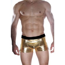 Hafif Giyim Erkek Altın Rengi Fantezi Seksi Deri Görünümlü Boxer HF012101
