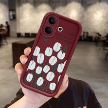 HONTINGA Vıvo V60 Lite  ile Uyumlu Kılıfı Düşüme Önleyici Basitlik Anti Düşme Kamera Korumali Çiçek Bordo Desen Yumuşak Silikon Telefon Kılıfı Kadın ve Erkek Için Uygundur K2-7044